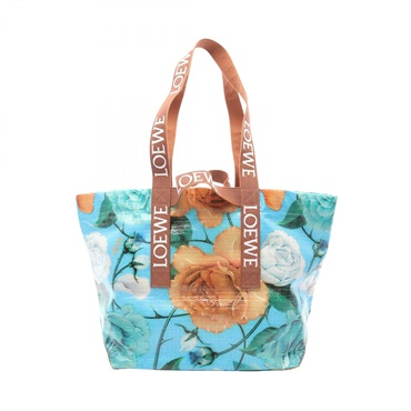 LOEWE Fold Shopper Shoulder Tote Bag Plastics canvas Blue Multicolor Used Women