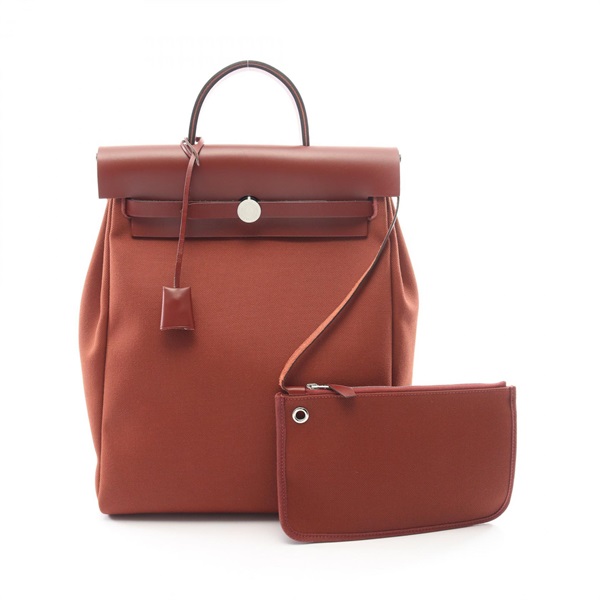 HERMES Airbag  Zip A Dos PM Le Tourne Rucksack Backpack canvas leather SHW Used