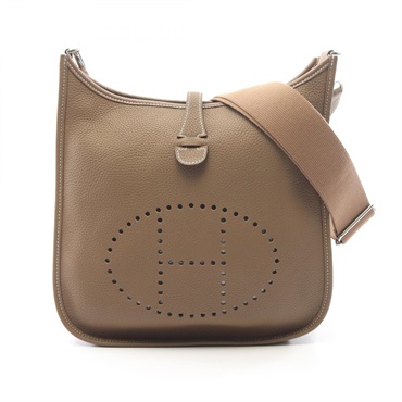HERMES Evelyne III 3 PM Shoulder Crossbody Bag leather Etoupe Grey SHW Used