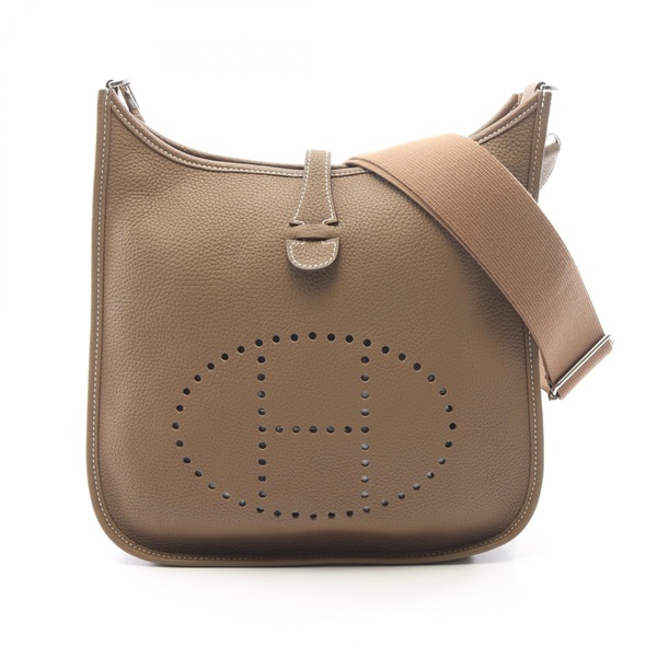 HERMES Evelyne III 3 PM Shoulder Crossbody Bag leather Etoupe Grey SHW Used