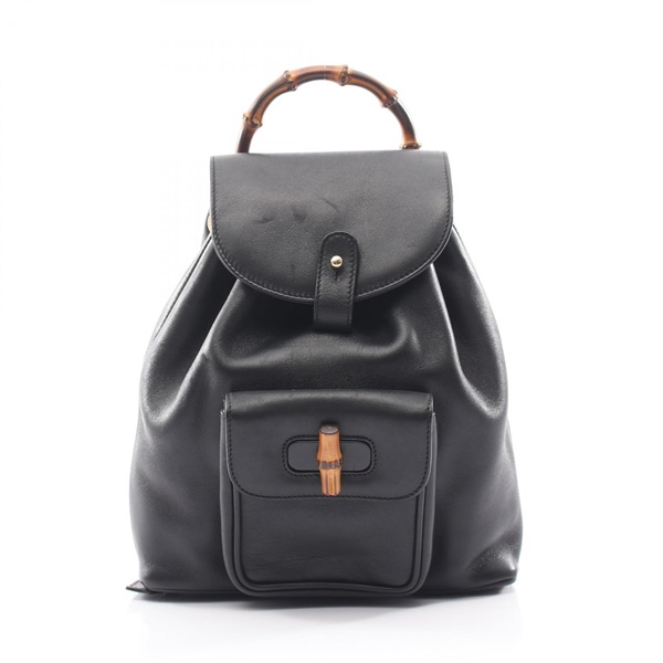GUCCI Bamboo Backpack leather Black Used Women