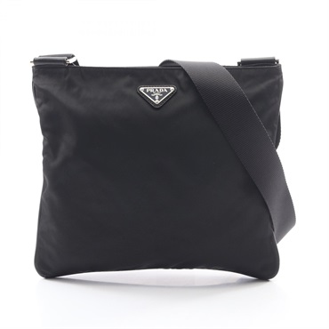 PRADA Triangle logo Crossbody Shoulder Bag VA0053 Nylon Saffiano leather Black