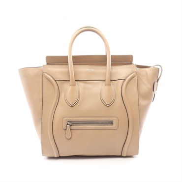 CELINE Luggage mini shopper Handbag 165213LUG.03UN leather Beige Used Women