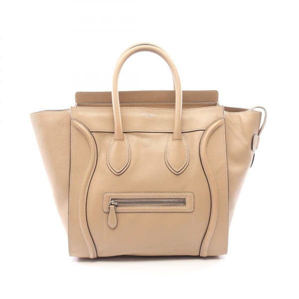 CELINE Luggage mini shopper Handbag 165213LUG.03UN leather Beige Used Women