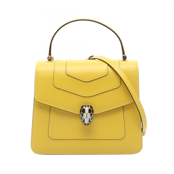 BVLGARI Serpenti Forever Top Handle Shoulder Handbag leather Yellow Used Women