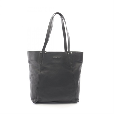 BVLGARI Logo Shoulder Tote Bag leather Black Used mens