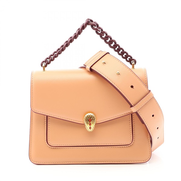 BVLGARI Serpenti Forever Chain Shoulder Handbag leather Pink Used Women