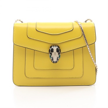 BVLGARI Serpenti Forever Chain Shoulder Crossbody Bag leather Yellow Used Women