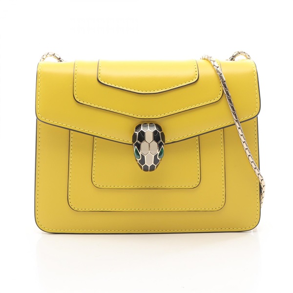 BVLGARI Serpenti Forever Chain Shoulder Crossbody Bag leather Yellow Used Women