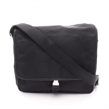 PRADA VIAGGIO Shoulder Crossbody Bag V166 Nylon Saffiano leather Black Used