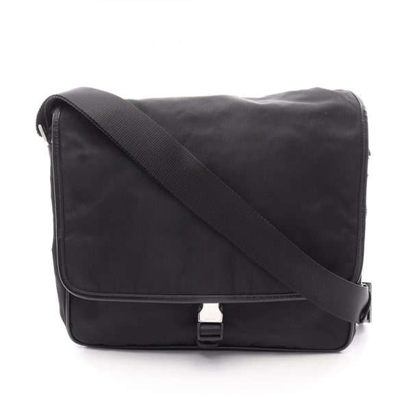 PRADA VIAGGIO Shoulder Crossbody Bag V166 Nylon Saffiano leather Black Used