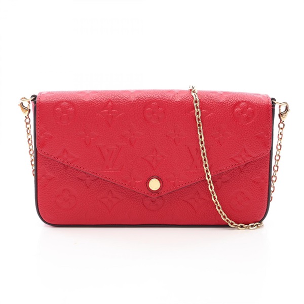 LOUIS VUITTON Pochette Felicie Chain Crossbody Shoulder Bag M63700 leather Red