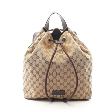 GUCCI GG canvas Rucksack Backpack 449175 Leather Beige Brown Used Women