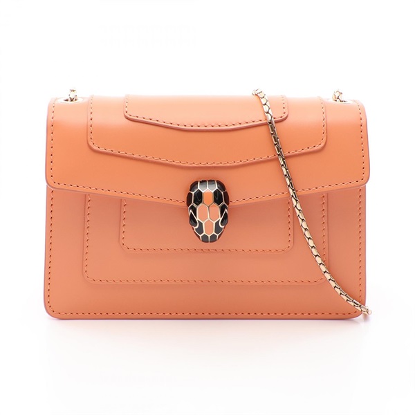 BVLGARI Serpenti Forever chain crossbody Shoulder Bag leather Orange Used Women