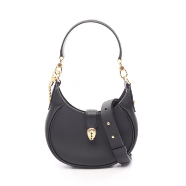 BVLGARI Serpenti Ellipse Small shoulder crossbody Handbag 292051 leather Black