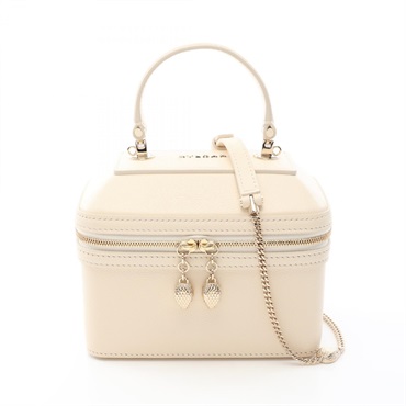 BVLGARI Serpenti Jewelry Box chain shoulder crossbody Handbag leather White Used