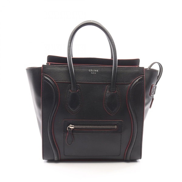CELINE Luggage micro shopper Tote Bag 167793 leather Black Used Women