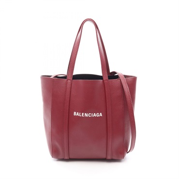 BALENCIAGA EVERYDAY XXS Tote Shoulder Crossbody Bag 551815 leather Bordeaux Used