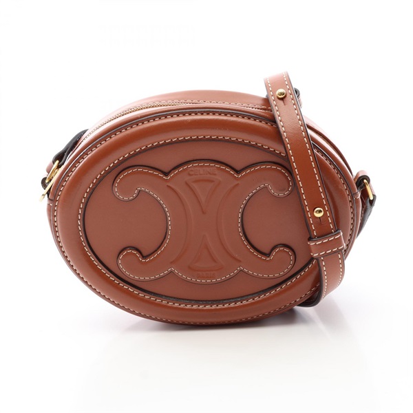 CELINE Triomphe Oval Purse Cuir Shoulder Bag 10I703DPQ leather Brown Used Women