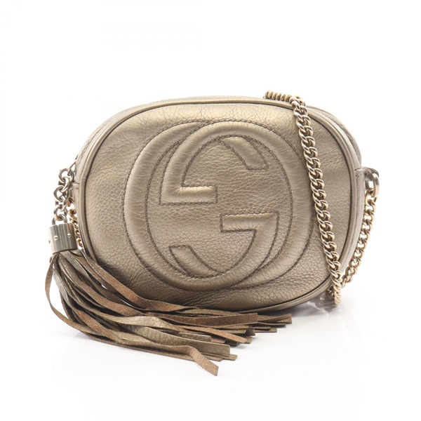 GUCCI Soho CHain crossbody Shoulder Bag 353965 leather Gold Used Women