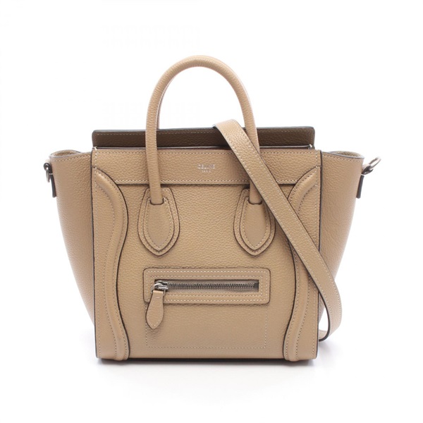 CELINE Luggage Nano Shopper shoulder crossbody Handbag 189243 leather Beige