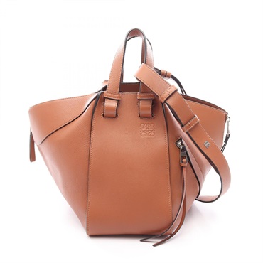LOEWE HAMMOCK SMALL 2-Way Shoulder Handbag leather Brown Used Women