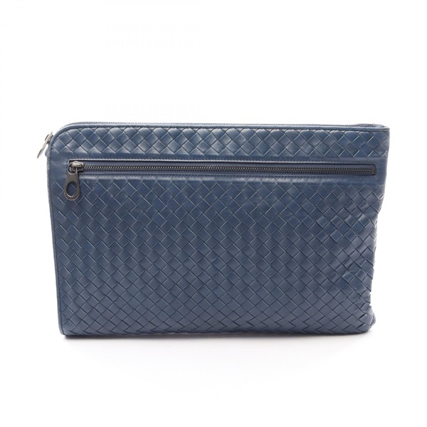 BOTTEGA VENETA Intrecciato business clutch bag leather Blue Used mens