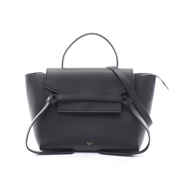 CELINE BELT MINI 2-way Shoulder belt Handbag 189103 leather Black Used Women