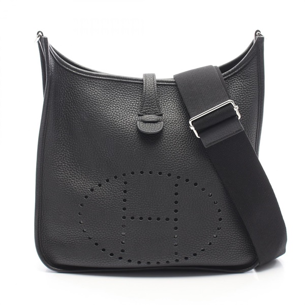 HERMES Evelyne 3 PM Shoulder crossbody Bag U Taurillon Clemence Black Used SHW