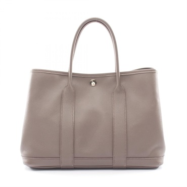 HERMES Garden party TPM Tote hand Bag A Epsom leather Etain Used SHW