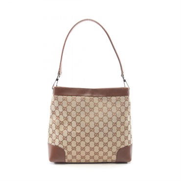 GUCCI GG canvas Shoulder Bag 33900 canvas leather Beige Brown Used Women