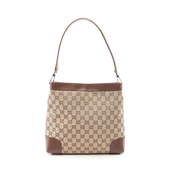 GUCCI GG canvas Shoulder Bag 33900 canvas leather Beige Brown Used Women