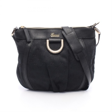 GUCCI Abbey GG canvas Shoulder crossbody Bag Leather Black Used Women