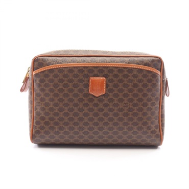 CELINE Macadam business clutch bag PVC coated canvas leather Brown Used Women