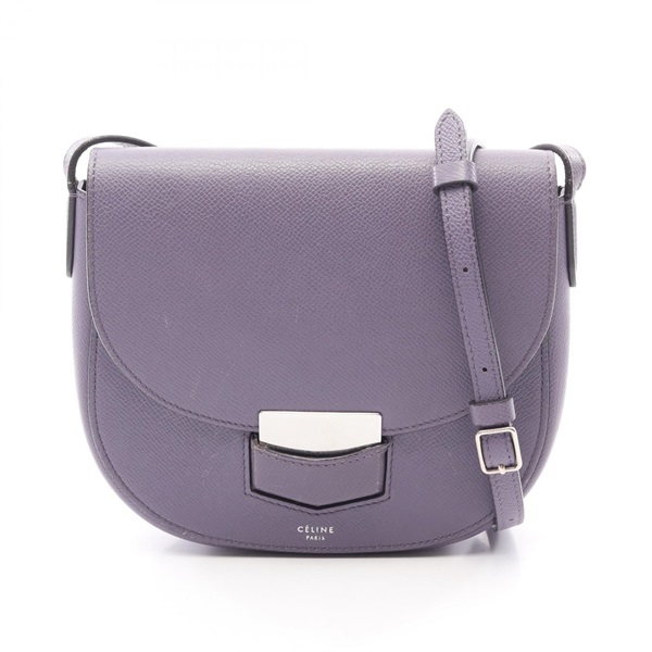 CELINE Trotter small Crossbody Shoulder Bag leather Purple Used Women