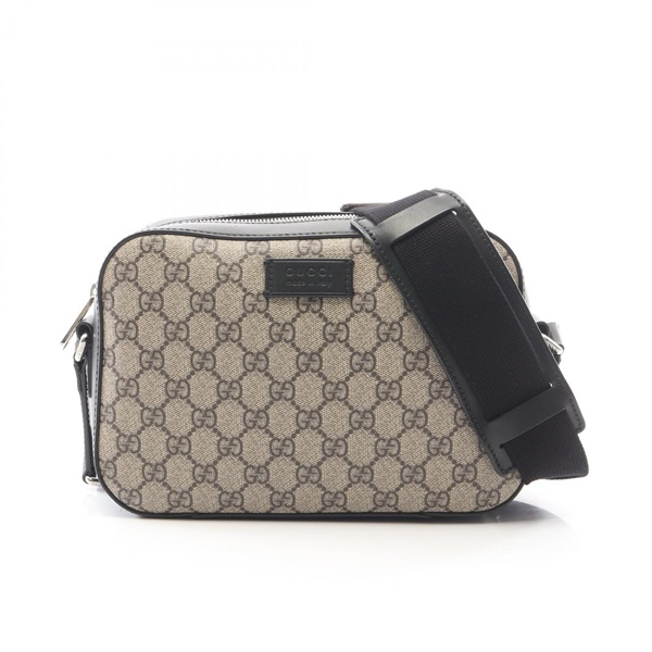 GUCCI GG Supreme Crossbody Shoulder Bag 450947 canvas leather Beige Black Used