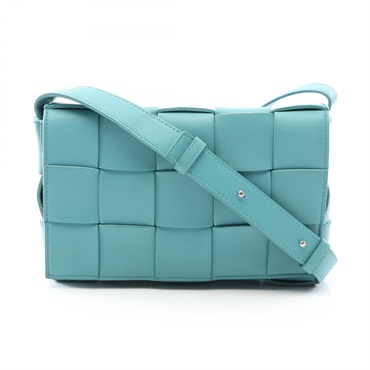 BOTTEGA VENETA Maxi Intrecciato Cassette Shoulder Bag leather Green Used Women