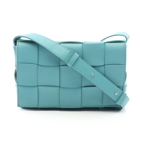BOTTEGA VENETA Maxi Intrecciato Cassette Shoulder Bag leather Green Used Women