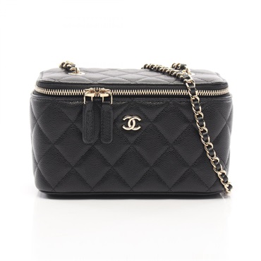 CHANEL Matelasse Small Vanity Chain Shoulder Bag AP1341 Leather Black Used GHW