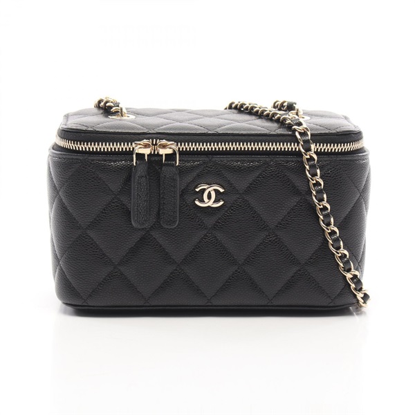 CHANEL Matelasse Small Vanity Chain Shoulder Bag AP1341 Leather Black Used GHW