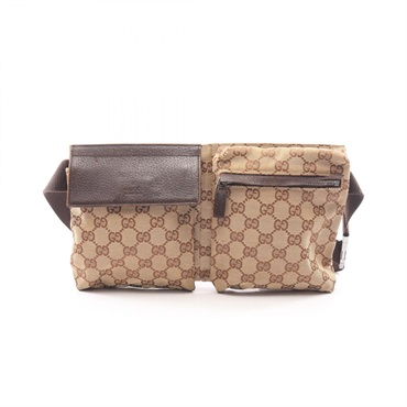 GUCCI GG canvas Waist bum belt bag 28566 canvas leather Beige Brown Used unisex