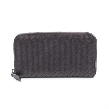BOTTEGA VENETA Intrecciato Around long wallet leather Brown Used Women