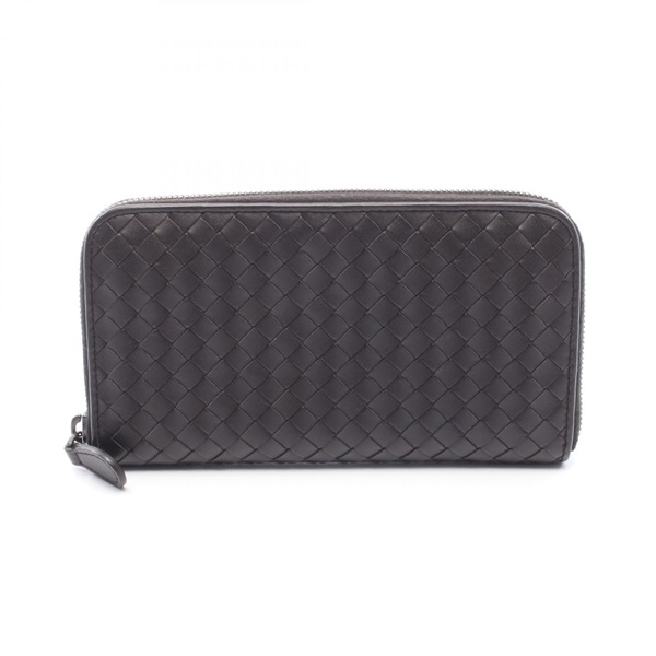 BOTTEGA VENETA Intrecciato Around long wallet leather Brown Used Women