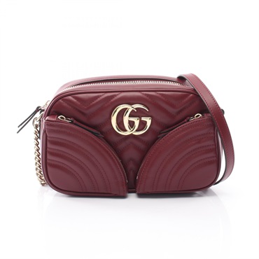 GUCCI GG Marmont Small Shoulder crossbody Bag 798715 leather Bordeaux Used Women