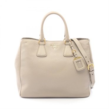 PRADA VIT.DAINO Shoulder Crossbody Tote Handbag leather Beige Used Women
