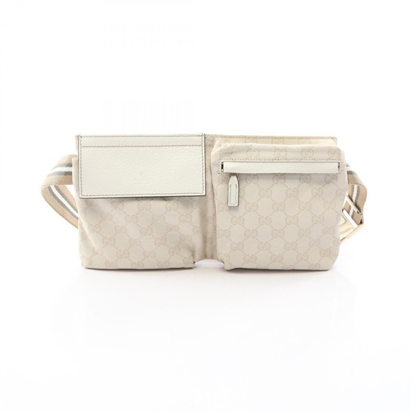 GUCCI GG canvas Waist belt bum bag 28566 canvas leather Beige Used unisex
