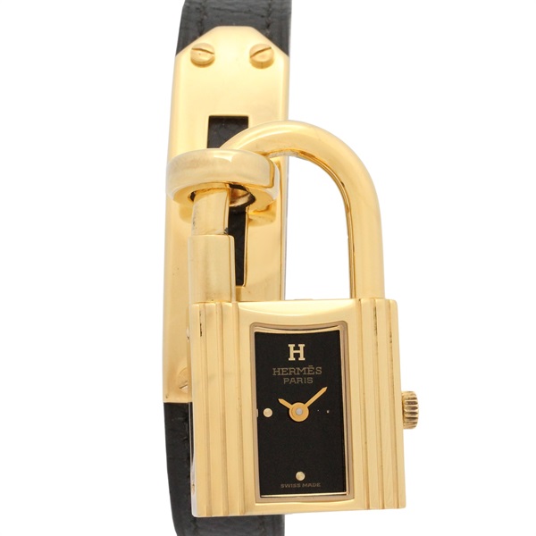 HERMES Kelly watch Wrist Watch KE1.201 Quartz Gold Plated Leather Used Women