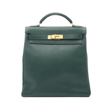 HERMES Kelly Ado GM Retourne Backpack Ardennes leather Green GHW Used Women C