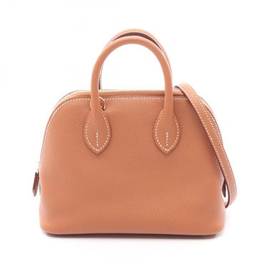 HERMES Bolide 1923 Mini Shoulder Handbag Evercolor leather Gold Brown GHW Used K