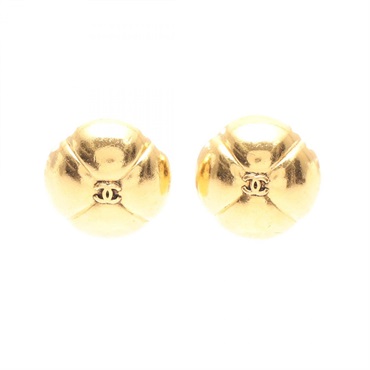 CHANEL COCO Mark Clover Earring Gold Plated GHW Used women